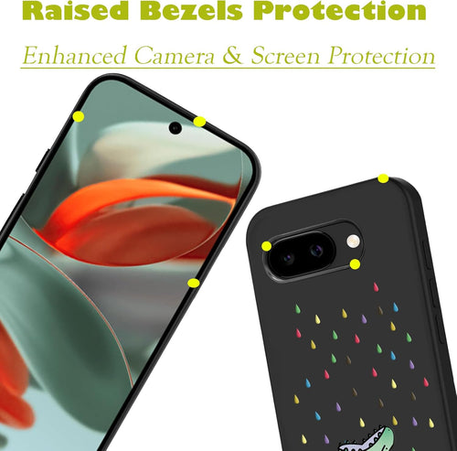 Unov Case Compatible with Pixel 9a (2025) 5G Case with Rino Dragon Rainbow Dinosaur Cute Design Soft TPU Shock Absorption Slim Embossed Pattern Protective Back Cover