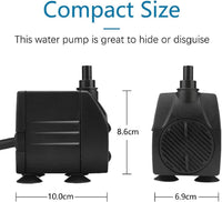 BARST 1500L/H Submersible Water Pump, Ultra Quiet Aquarium Pump for Fountains, Pool, Fish Tank, Pond, Hydroponics, Statuary with 4 Srtong Suction Cups,3 Nozzles (30W, 5m Power Cord)