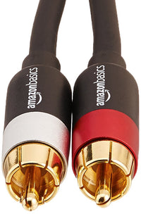 Amazon Basics 2 RCA Audio Cable for Amplifier,Active Speakers or Subwoofer with Gold-Plated Plugs, 1.22 m, Black