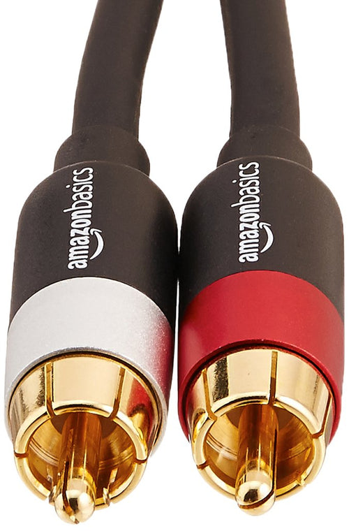 Amazon Basics 2 RCA Audio Cable for Amplifier,Active Speakers or Subwoofer with Gold-Plated Plugs, 1.22 m, Black