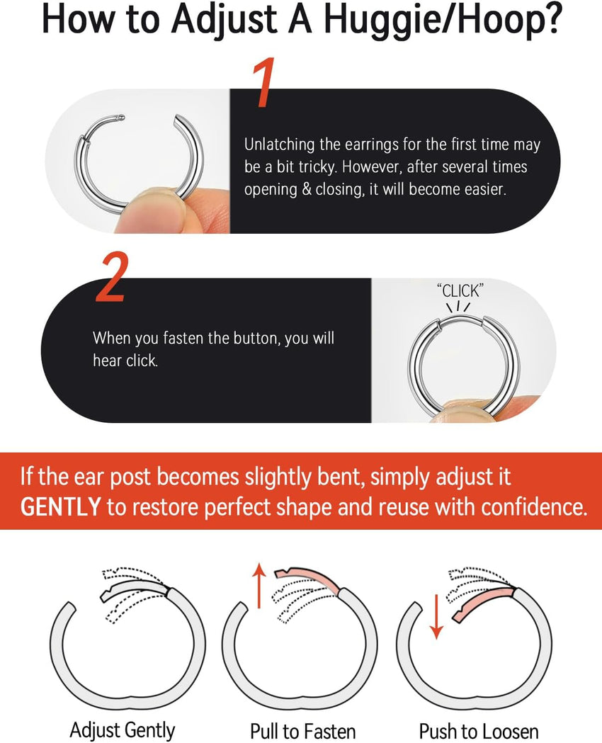 Mens Small Hoop Earrings Stainless Steel Minimal 12mm Black