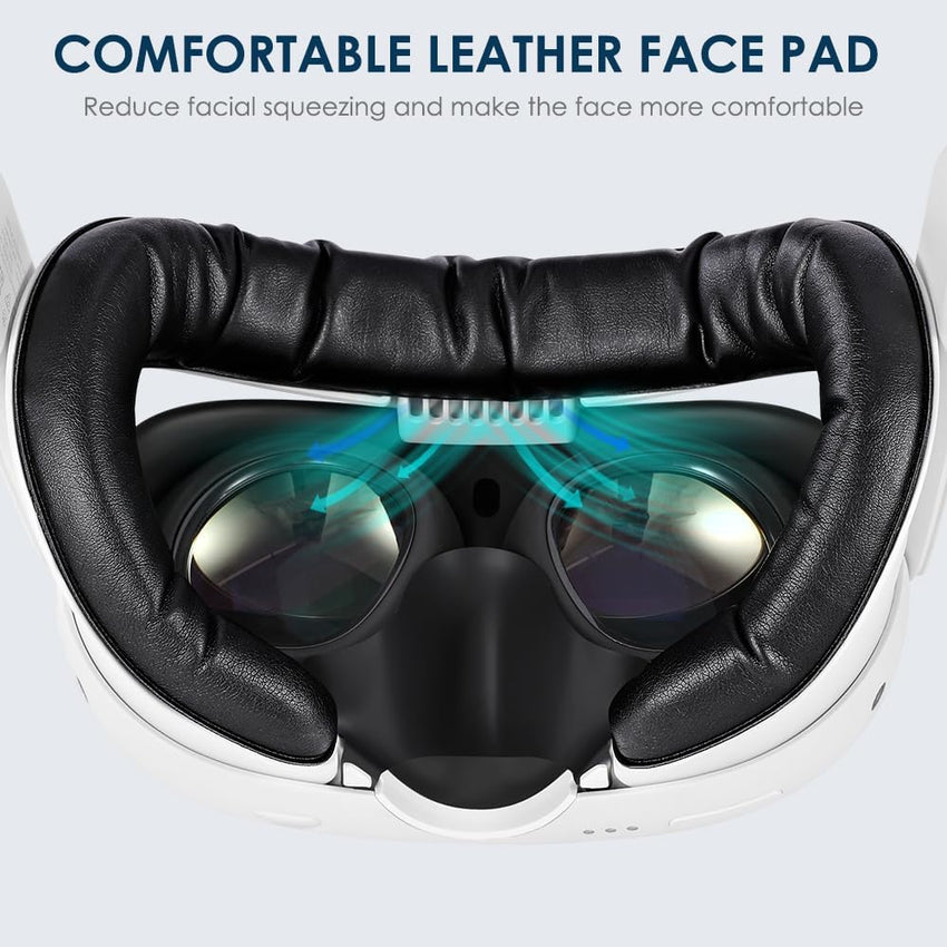 KKCOBVR K3 Facial Interface Fan with Leather Face Pad Compatible with Meta Quest3, Relieve Lens Fogging and Fits Use with Quest 3 Head Strap