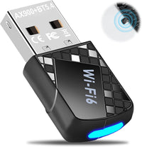 Mini WiFi 6 Dongle USB Bluetooth Adapter Dual Band 286Mbps & 600Mbps â Black