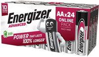Energizer Advanced - AA Batteries (24 Pack) - Double A Battery 1.5V - Up To 100% Longer Lasting - Ideal for High-Drain Devices - 0% Plastic Packaging - 10 Year Shelf Life [Amazon Exclusive]