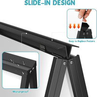 A-Board Pavement Sign Frame 3 Pack Double-Sided Foldable with Wheels Slide-In â A1