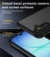 ivoler 3 in 1 Case for Samsung Galaxy A16 4G/5G with 2 Pieces Tempered Glass,[Military Protection] Transparent Anti-Shock Protective Cover-Black