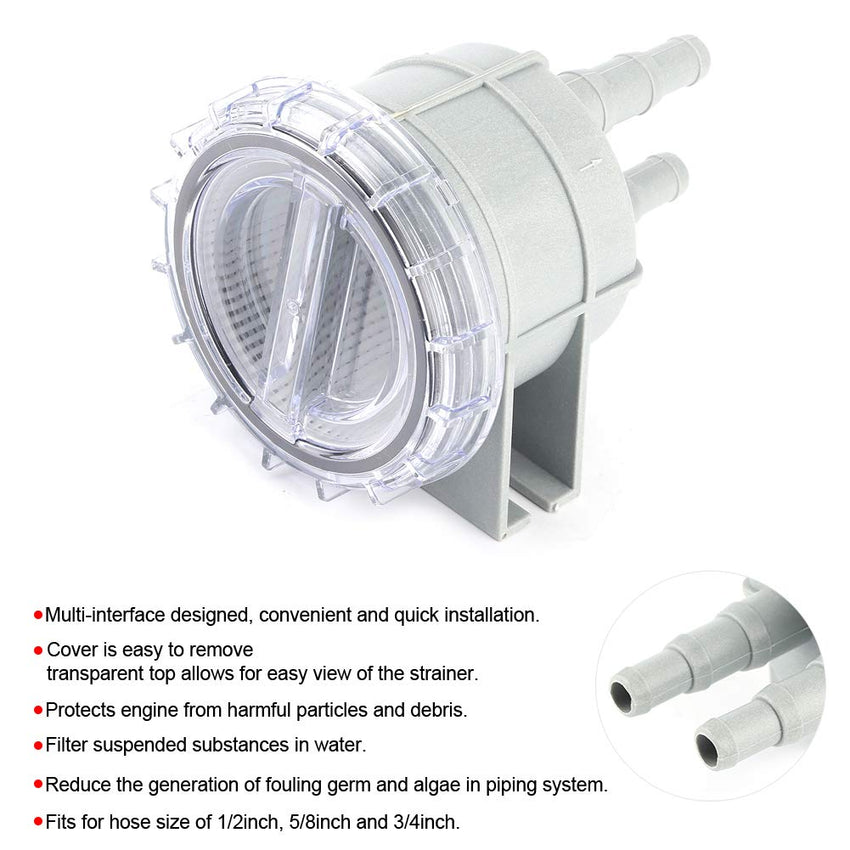 4.3in Intake Sea Water Strainer Filter Engine Protect Cleaner Cooling for 1/2in 5/8in 3/4in Hos