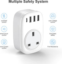 UK to European Plug Adaptor - UK to EU Plug Adapter Euro Europe European Schuko USB C Travel Charger with USBC Type C for France Germany Spain Turkey Greece Poland Iceland Russia (Type E/F) Tusreda