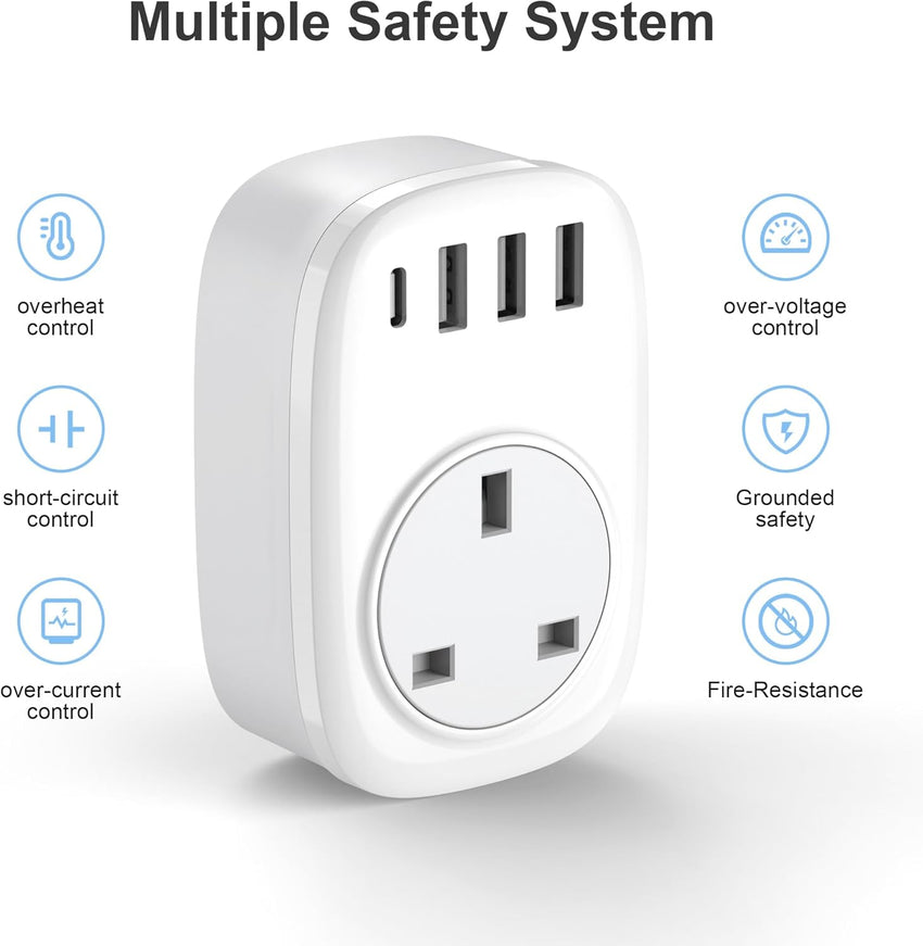 UK to European Plug Adaptor - UK to EU Plug Adapter Euro Europe European Schuko USB C Travel Charger with USBC Type C for France Germany Spain Turkey Greece Poland Iceland Russia (Type E/F) Tusreda