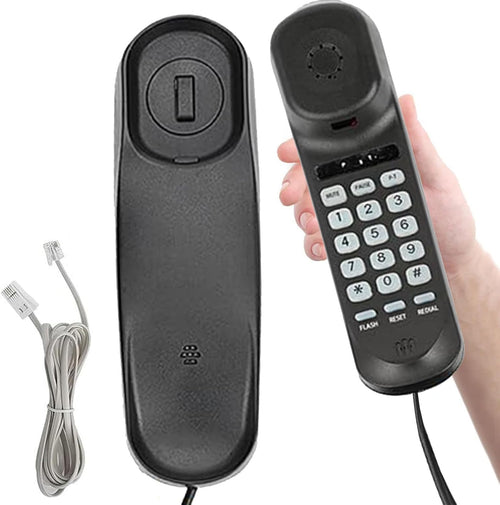 Corded House Phones Landline, Wall/Desk Mountable, Dial Pad on Base, Last Number Redial, Pause, Flash, Black
