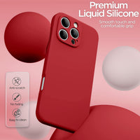 INGIDO for iPhone 16 Pro Case, Liquid Silicone Case with Camera Protection Soft Gel Rubber Cover with Microfiber Lining Shockproof Protective Phone Case for iPhone 16 Pro 6.3" (Red)