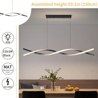 Mikeru 120CM Wave Pendant Light, Black Creative LED Dining Lights 3000/4500/6000K Dimmable 10% to 100% Pool Table Lighting Adjustable Kitchen Island Lamp for Living Room, Bedroom