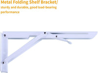 aleawol Wall Mounted Table Folding 60x40cm Floating Laptop Desk Fold-Down Work Table Drop-Leaf Table Wall Writing Desk PC Table Computer Desk Dining Table with Brackets for Space Saving (White)