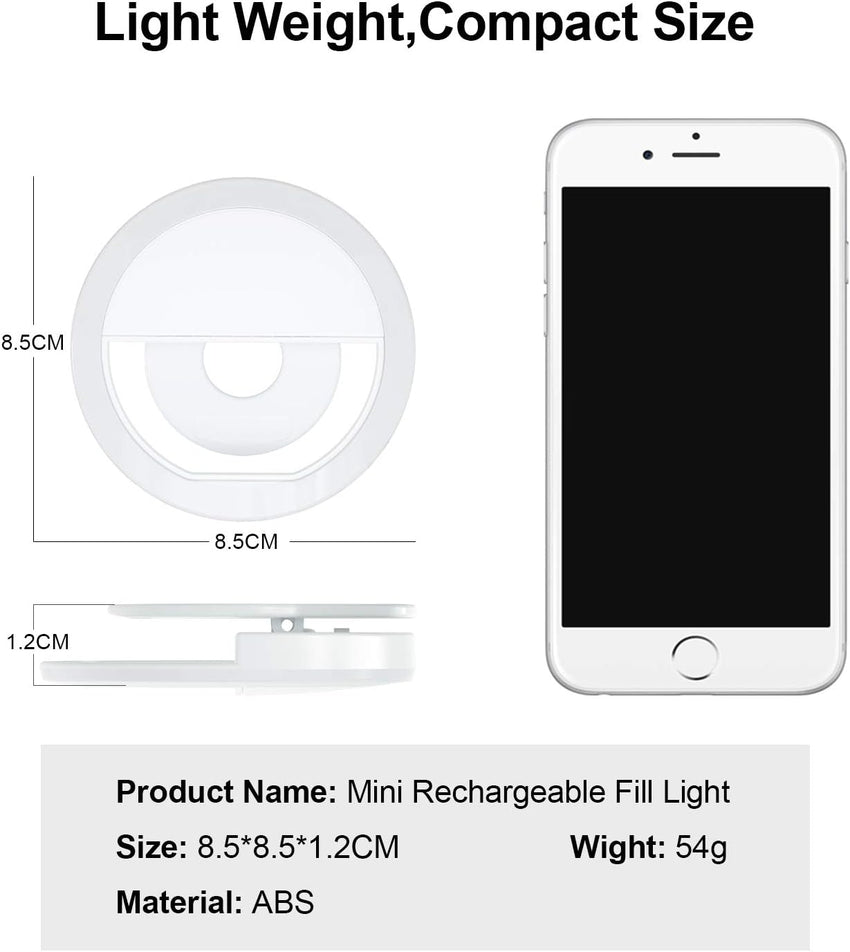 Selfie Ring Light, 36 LED Ring Light Clip on Phone Camera,[3 Light Level] [Rechargeable], Adjustable Brightness Selfie Circle Light for iPhones,Laptop, iPad, Photography, Webcast (USB Charge)