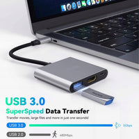 USB-C 4K HDMI Adapter - USB-C PD 100W, USB 3.0 Ports, MacBook, iPad Pro, Chromebook & Surface Convertor