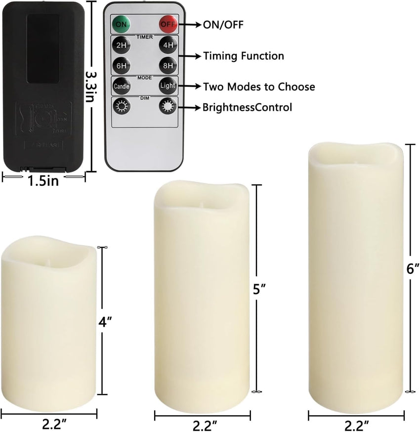 Set of 24 Flameless LED Candles Waterproof Outdoor with 4 Remotes & Timer 4"/5"/6" â White