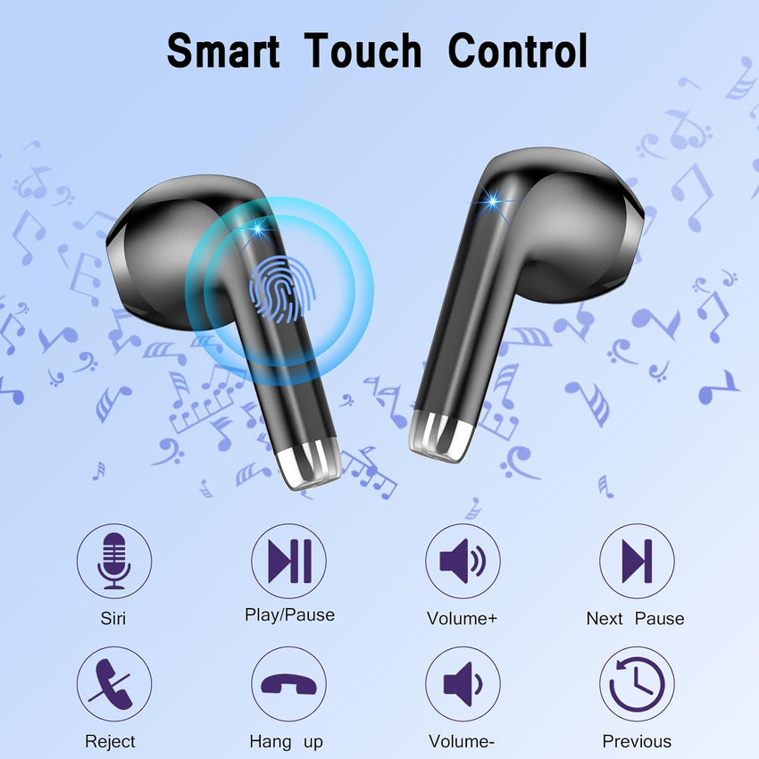 Wireless Earbuds, Bluetooth 5.3 Headphones with 4 ENC Noise Cancelling Mic, HiFi Stereo Deep Bass, 40H Playtime, IP7 Waterproof Bluetooth Earphones, Bluetooth Earbuds Dual LED Display, USB-C, Black