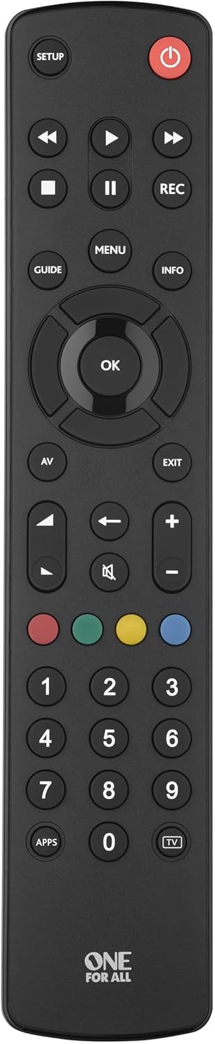 One For All Contour TV Universal Remote - Control of TV/Smart TV - Guaranteed to work with all manufacturer brands - Learning remote control - URC1210