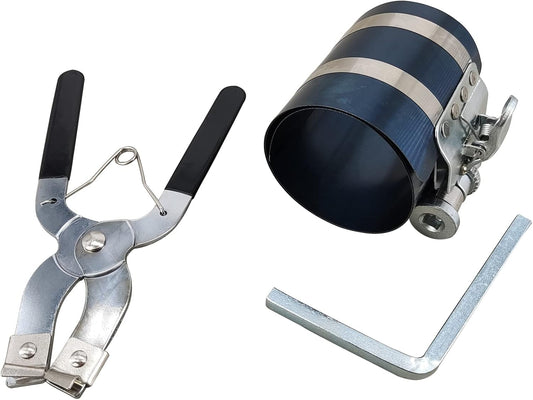 3" Piston Ring Ratchet Type Compressor Clamp Engine Piston Ring Compressor Tool Installer Band Ratchet Tool Compressor Clamp 53-175mm