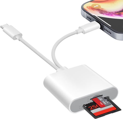 SD Card Reader for iPhone iPad, USB C SD Card Reader with Dual Slot for MicroSD/SD, Type C OTG Adapter, Camera Card Viewer Memory card reader, sd card Readers for i-Phone/iPad/Android/Camera