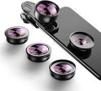 Apexel【Updated Version HD Phone Lens Kit-170°Super (Fisheye) Wide Angle,10X Macro Lens,110° Wide Angle2.0X Zoom Telephoto,195°Fisheye Lens for iPhone,Samsung and Most of Smartphone L-HB5V2
