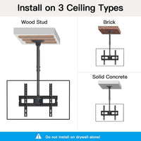 PERLESMITH Ceiling TV Bracket - Adjustable Swivel Ceiling Mount for Most 26-65 inch TVs, Full Motion Ceiling TV Mount, Supports up to 50kg, Max VESA 400x400mm, PSCM2-E