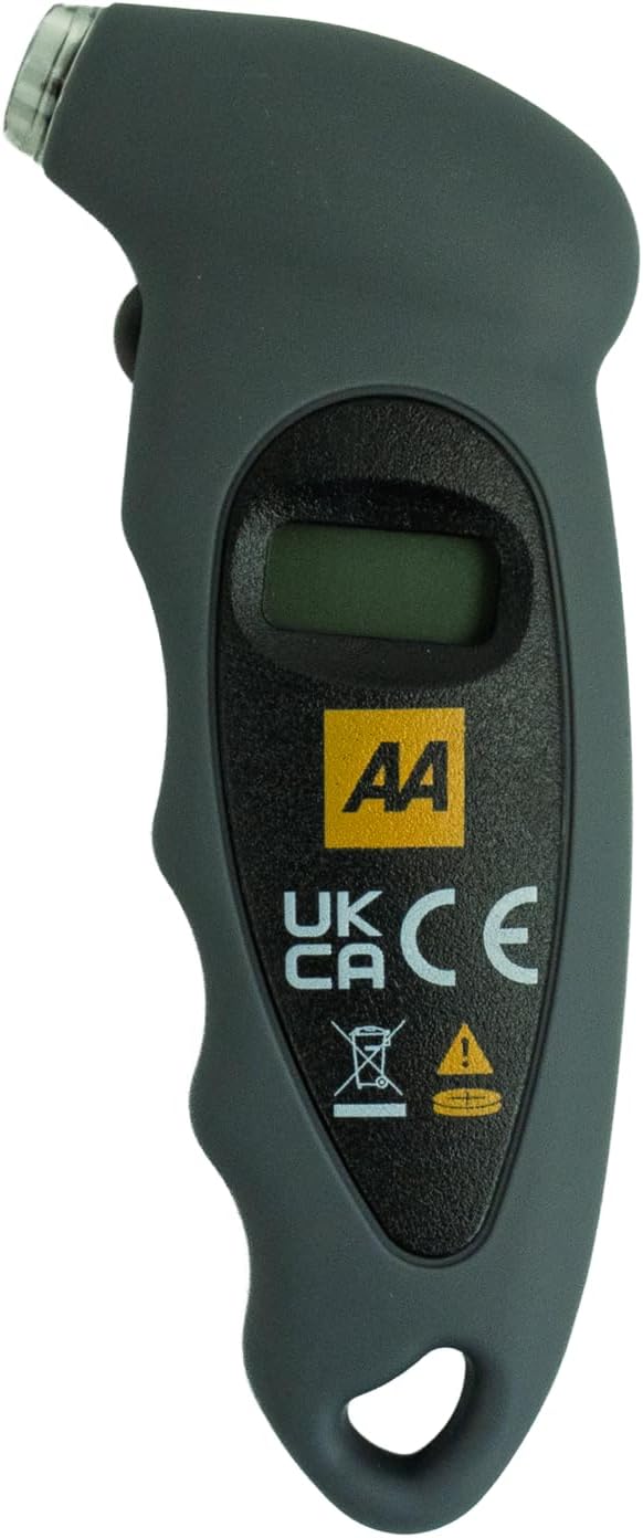 AA Digital Tyre Pressure Gauge AA1634 - Easy to Use on Cars Motorbikes Vans Bicycles - Backlit LCD Screen - 0-100 PSI/0--6.85 Bar