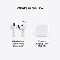 Apple AirPods 4 with Active Noise Cancellation, Wireless Earbuds, Bluetooth Headphones, Adaptive Audio, Transparency Mode, Personalised Spatial Audio, USB-C Charging Case, Wireless Charging, H2 Chip