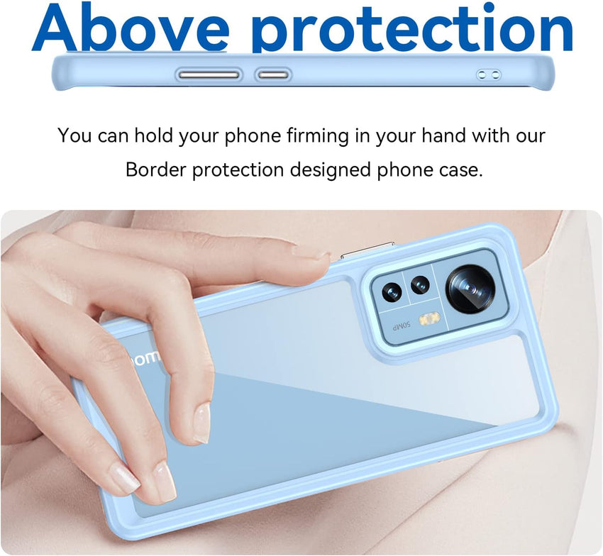 Asuwish Phone Case for Xiaomi 12/12S/12X 5G with Tempered Glass Screen Protector Cover and Cell Accessories Slim Soft TPU Silicone Rubber Protective Mobile Mi X12 Women Men Transparent Clear Blue