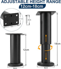 Adjustable Furniture Legs 10 16.5in/25 42cm Metal Bed Frame Support 4pcs Black