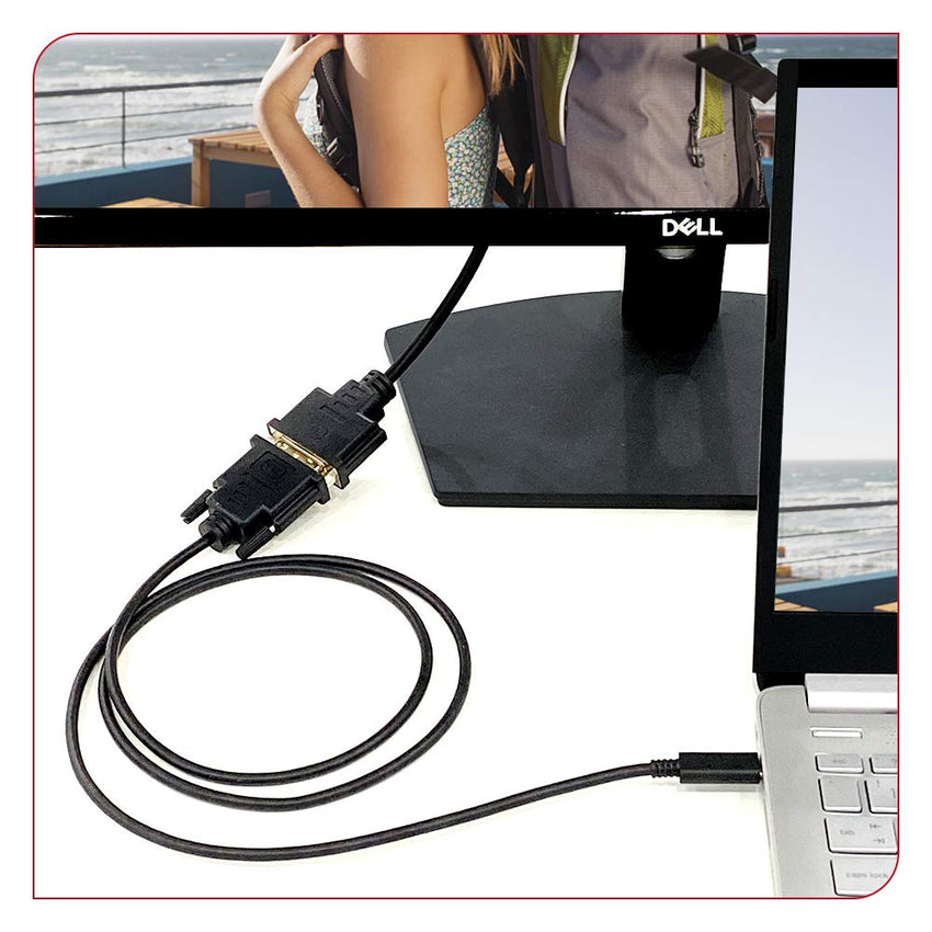 UPGROW USB-C to DVI Cable - 4K@30Hz Thunderbolt to DVI Cable, 6FT USB Type-C to DVI Female, Support 2017-2020 MacBook Pro, Surface Book 2, Dell XPS 13, Galaxy S10