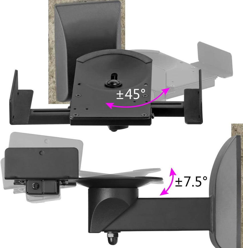 suptek Dual Side Clamping Bookshelf Speaker Wall Mounting Bracket Adjustable for Large Surrounding Sound Speakers, Hold up to 30kgs Each Black SPM201XL (2 Packs)