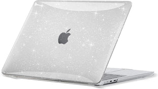 EooCoo Sparkly Case compatible for Macbook Air 13 inch M4 M3 M2 2025 2024 2022 Release, A3240 A3113 A2681 with Touch ID, Transparent Plastic Hard Shell Cover Mac 13.6 - Glitter Crystal Clear