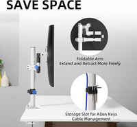 Single Monitor Arm Desk Mount, Max Load 10kg, Single Monitor Mount for 13-32 inch LCD LED Screens, Adjustable Single Desk Mount with Tilt Swivel Rotation, 2 Mouting Options, Vesa 75x75/100x100mm White