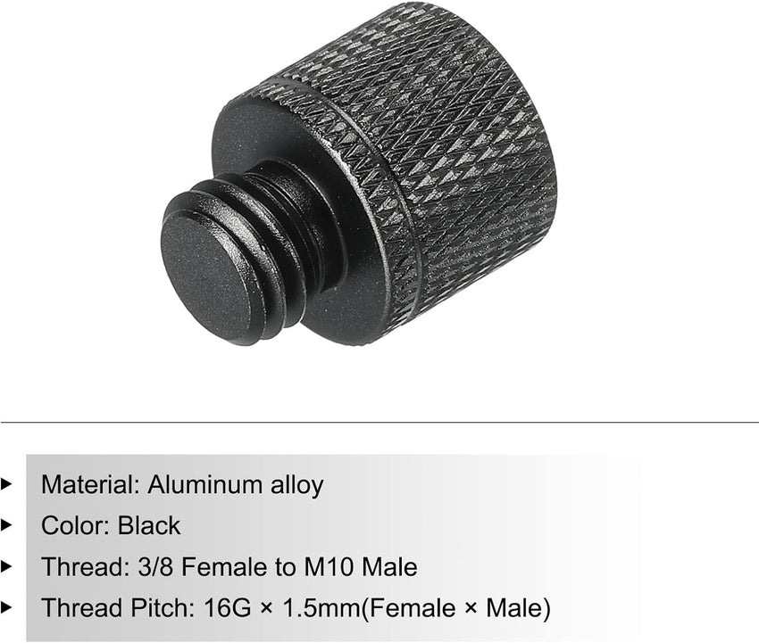Mic Stand Adapter 3/8 Female to M10 Male Thread for Microphone Tripod â Black