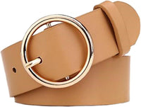 PU Leather Waist Belt Round Metal Buckle Casual Women's Belt â Black/Brown