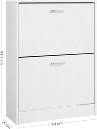 VASAGLE Shoe Cabinet 2 Flip Doors Adjustable Divider for 12 Pairs Narrow Entrance Ã¢ÂÂ White