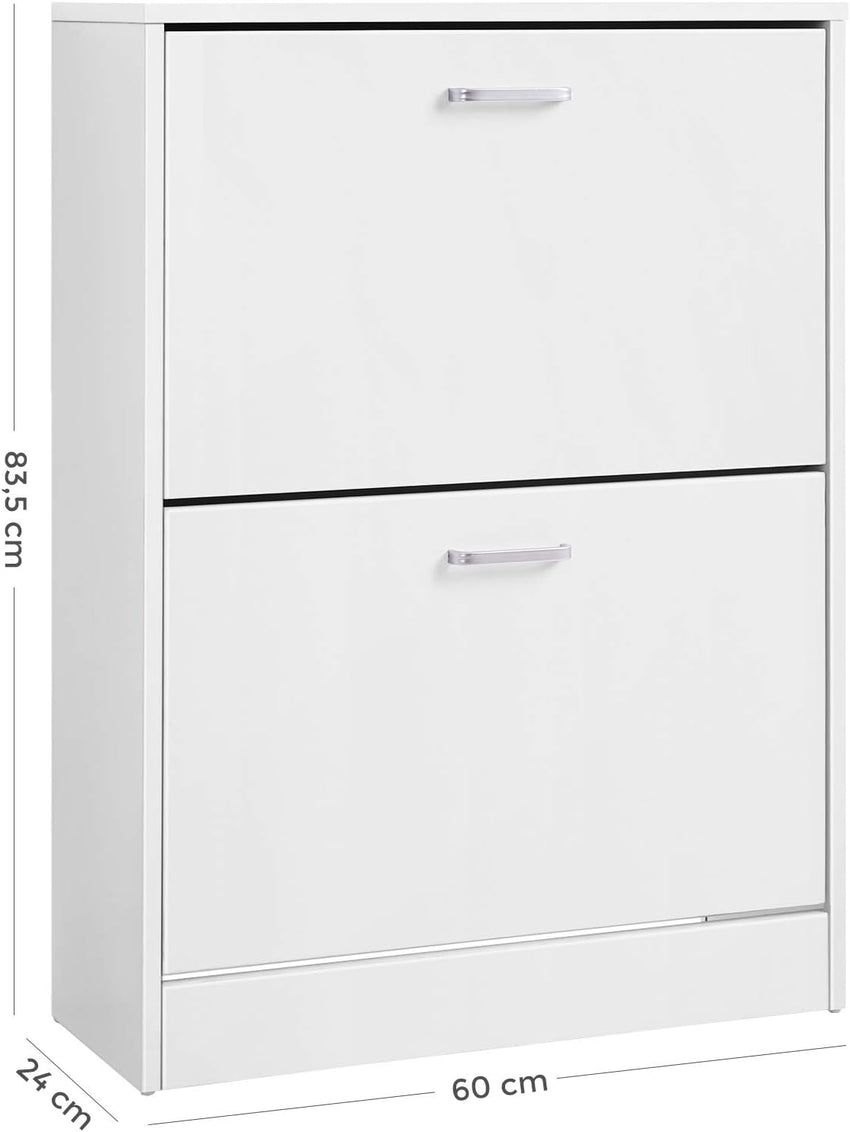 VASAGLE Shoe Cabinet 2 Flip Doors Adjustable Divider for 12 Pairs Narrow Entrance Ã¢ÂÂ White