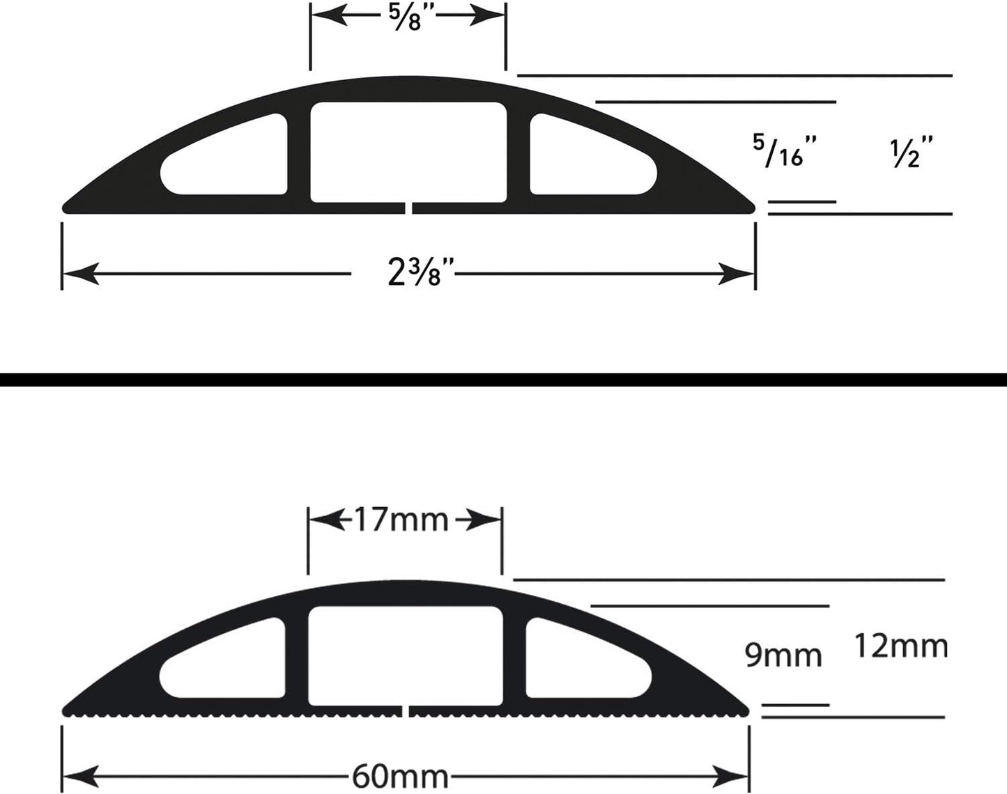 D-Line CC-3/4.5M Cable Protector, Floor Cord Channel, Wire Cover, Protect Cables & Prevent Trip Hazards - 4.5 Meter Length, Cavity 17mm (W) x 9mm (H) - Brown