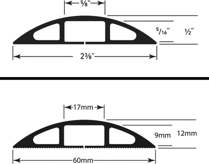 D-Line CC-3/4.5M Cable Protector, Floor Cord Channel, Wire Cover, Protect Cables & Prevent Trip Hazards - 4.5 Meter Length, Cavity 17mm (W) x 9mm (H) - Brown