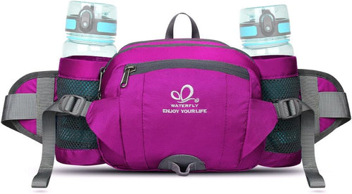 WATERFLY Hiking Waist Pack Bum Bag Waist Bag with Bottle Holder Running Bag for Camping Climbing Travel Cycling and Dog Walking (Rose)