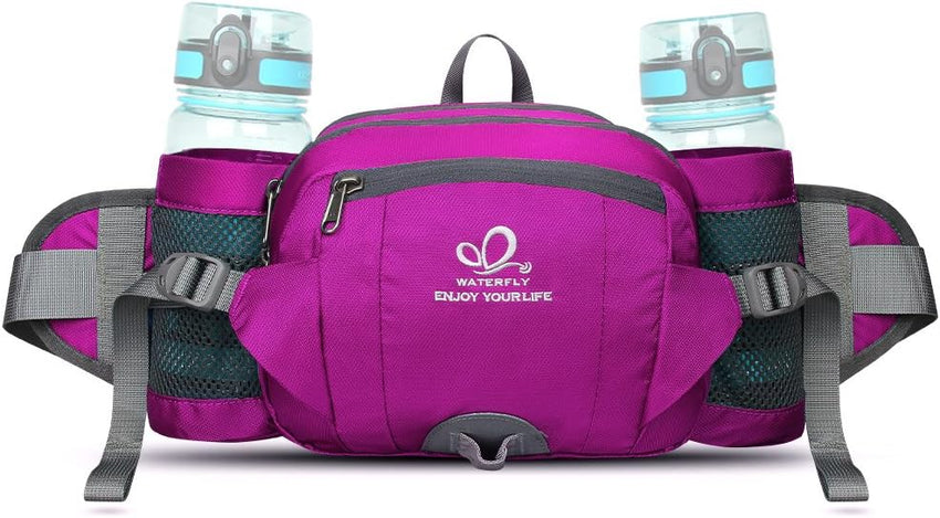 WATERFLY Hiking Waist Pack Bum Bag Waist Bag with Bottle Holder Running Bag for Camping Climbing Travel Cycling and Dog Walking (Rose)