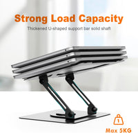 GRIFEMA Laptop Stand for Desk, Foldable Laptop Riser with 360^0 Swivel Base, Adjustable Height & Angle, Ventilated Computer Stand Compatible with MacBook Air/Pro, Dell, and 11-17" Laptops - Black