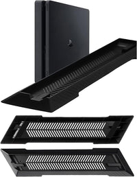 Gamer Gear PS4 Slim Edition Console Stand - Black Vertical Stand with Built-In Cooling Vents - PlayStation 4 Slim Stand with Anti-Slip Pads