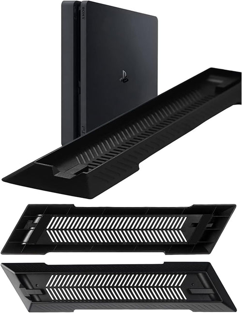 Gamer Gear PS4 Slim Edition Console Stand - Black Vertical Stand with Built-In Cooling Vents - PlayStation 4 Slim Stand with Anti-Slip Pads