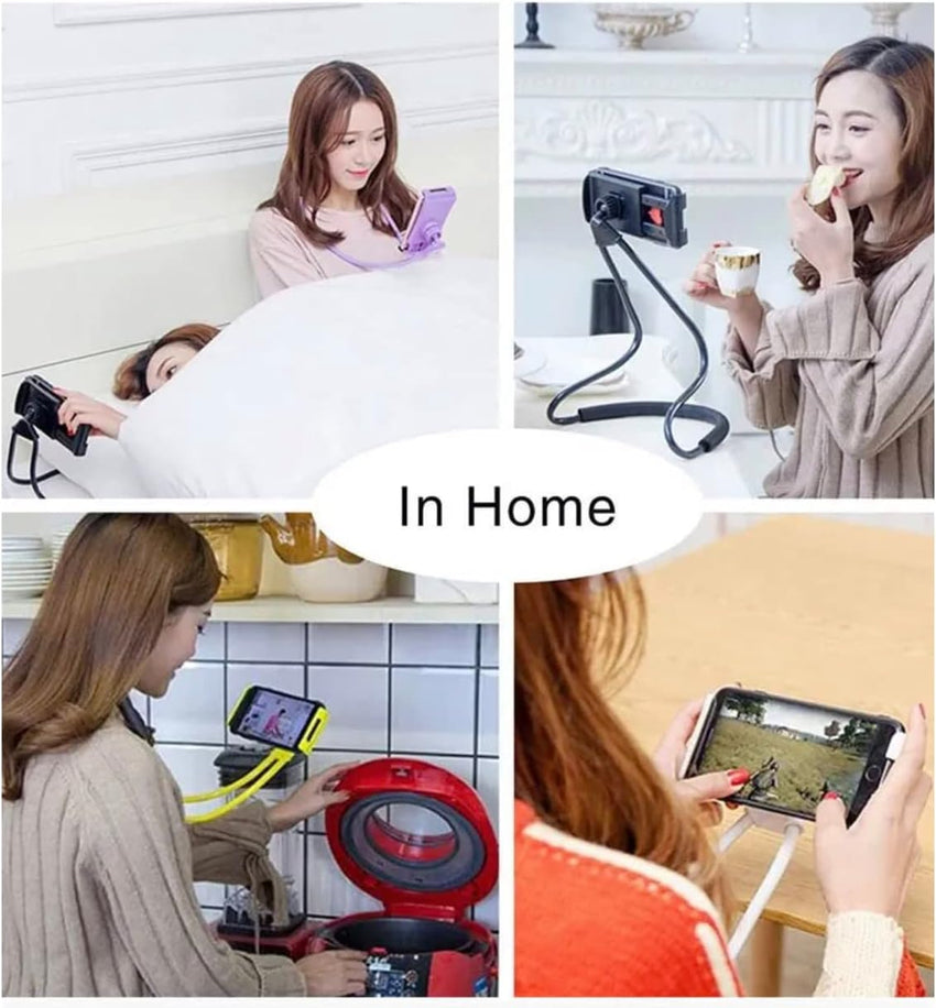 Orco Universal Smart Mobile Phone Stand Hang on Neck Cell Phone Mount Holder Flexible Lazy Bracket DIY Free Rotating for iPhone Samsung (Black)