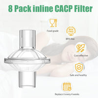 CPAP Inline Filters 8-Pack Universal Fit for CPAP Machines 22/25mm Tubes â Individually Packed