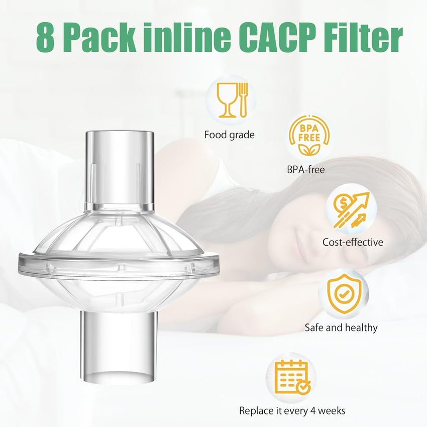CPAP Inline Filters 8-Pack Universal Fit for CPAP Machines 22/25mm Tubes â Individually Packed