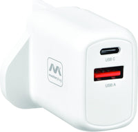 Masterplug Super-Fast UK USB Charging Plug with Single Type C Charging Port READ DESC 20W Charger, White, USBPLGC20W/U