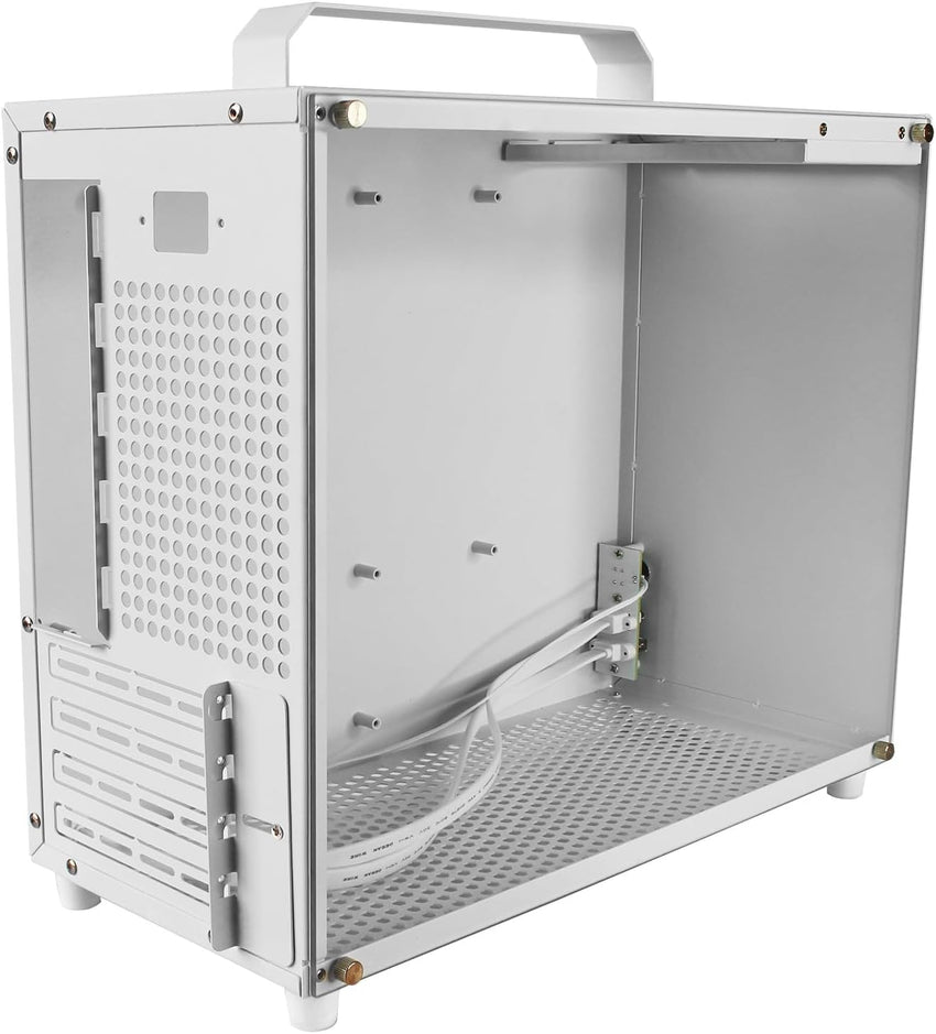 ALAMENGDA V500 Mini Portable M-ATX/ITX Computer Case, Mini-Tower CASE, Full Side Acrylic Transparent DIY Desktop Case with Handle, Support 320MM GPU Size (White-2.0)